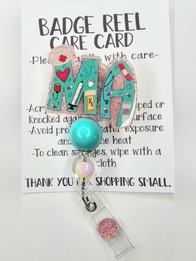 Hand Crafted Glitter MA Badge Reel